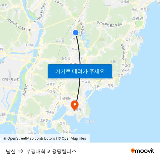 남산 to 부경대학교 용당캠퍼스 map