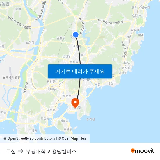 두실 to 부경대학교 용당캠퍼스 map