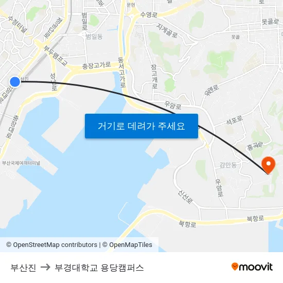 부산진 to 부경대학교 용당캠퍼스 map
