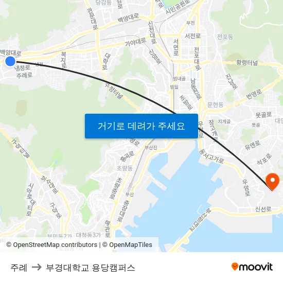 주례 to 부경대학교 용당캠퍼스 map