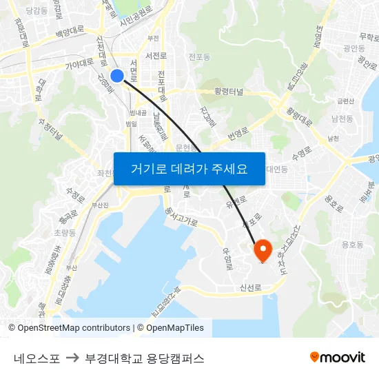 네오스포 to 부경대학교 용당캠퍼스 map