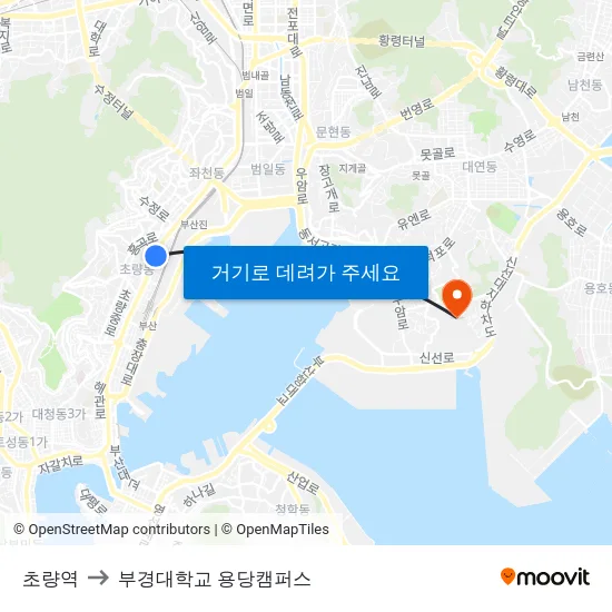 초량역 to 부경대학교 용당캠퍼스 map