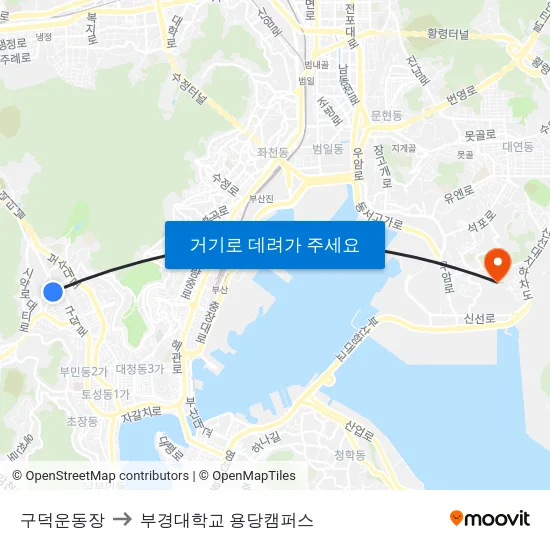 구덕운동장 to 부경대학교 용당캠퍼스 map