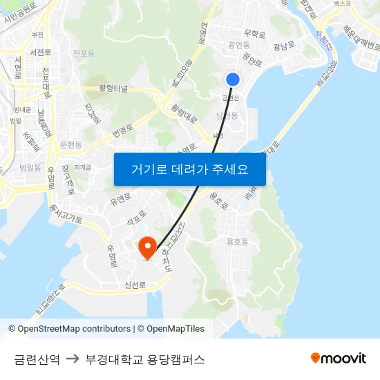 금련산역 to 부경대학교 용당캠퍼스 map