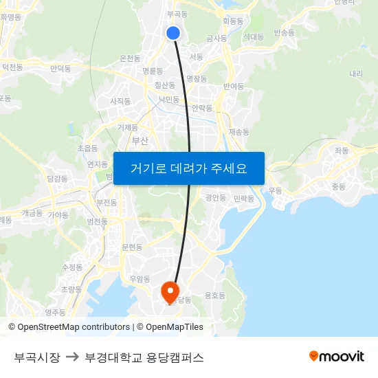부곡시장 to 부경대학교 용당캠퍼스 map
