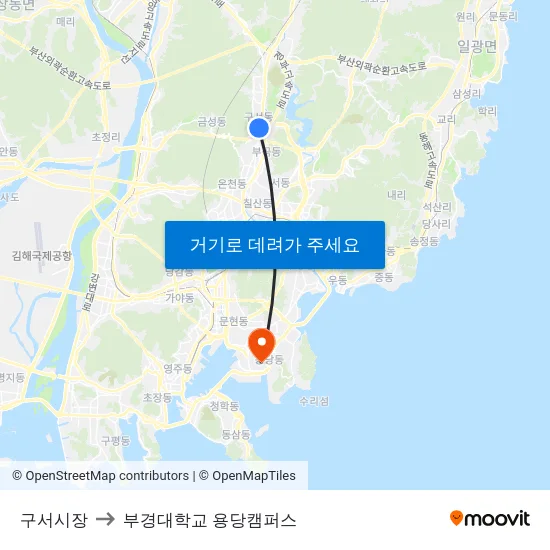 구서시장 to 부경대학교 용당캠퍼스 map