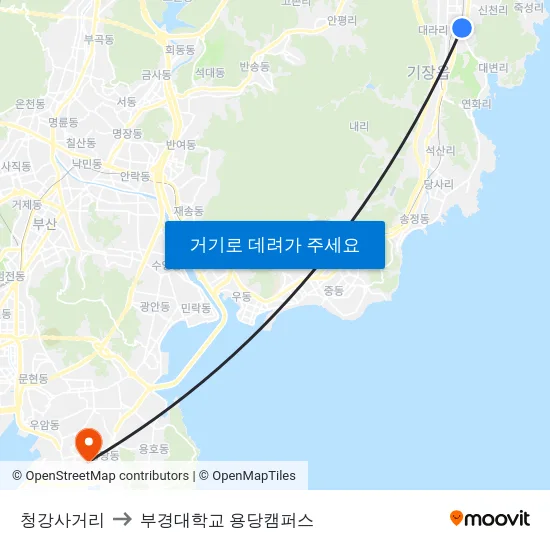 청강사거리 to 부경대학교 용당캠퍼스 map