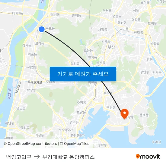 백양고입구 to 부경대학교 용당캠퍼스 map