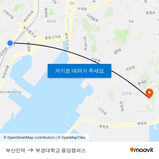 부산진역 to 부경대학교 용당캠퍼스 map