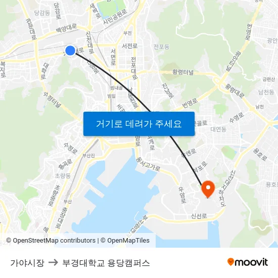 가야시장 to 부경대학교 용당캠퍼스 map