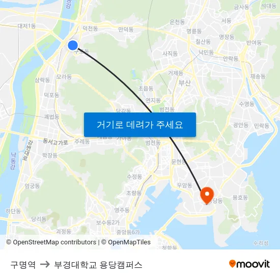 구명역 to 부경대학교 용당캠퍼스 map