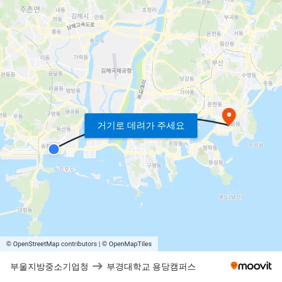 부울지방중소기업청 to 부경대학교 용당캠퍼스 map