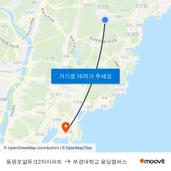 동원로얄듀크2차아파트 to 부경대학교 용당캠퍼스 map