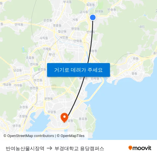반여농산물시장역 to 부경대학교 용당캠퍼스 map