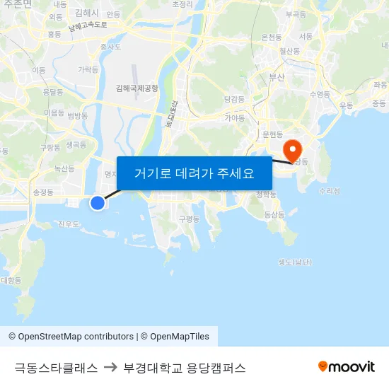 극동스타클래스 to 부경대학교 용당캠퍼스 map