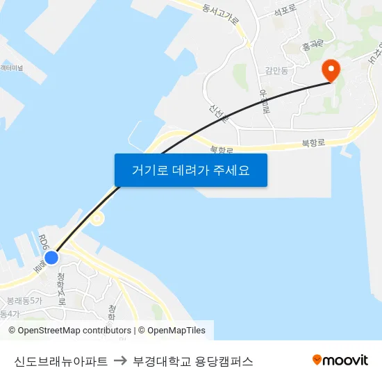 신도브래뉴아파트 to 부경대학교 용당캠퍼스 map
