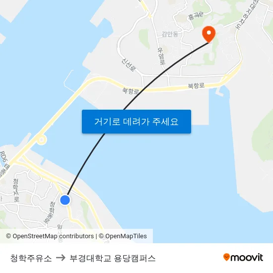 청학주유소 to 부경대학교 용당캠퍼스 map