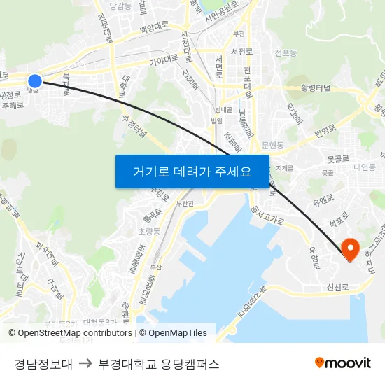 경남정보대 to 부경대학교 용당캠퍼스 map