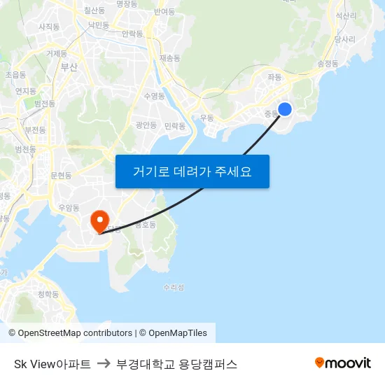 Sk View아파트 to 부경대학교 용당캠퍼스 map