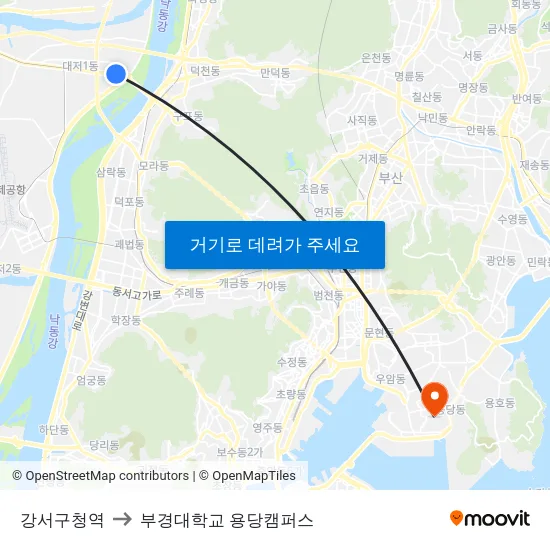 강서구청역 to 부경대학교 용당캠퍼스 map