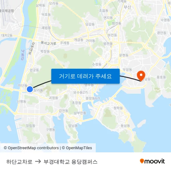 하단교차로 to 부경대학교 용당캠퍼스 map