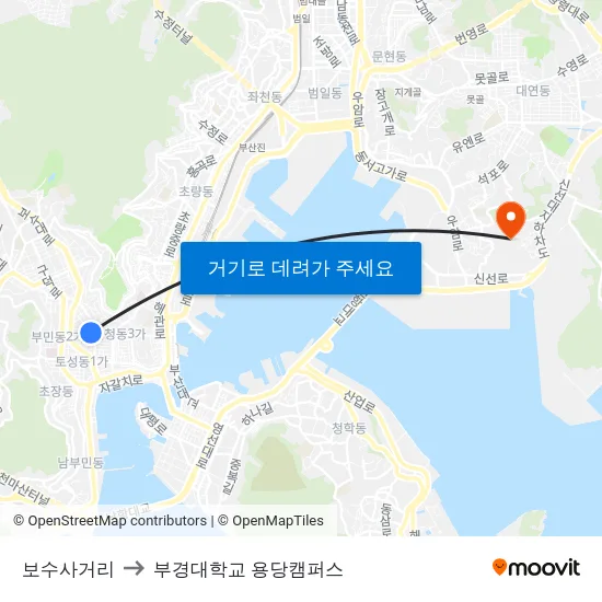 보수사거리 to 부경대학교 용당캠퍼스 map