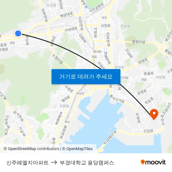 신주례엘지아파트 to 부경대학교 용당캠퍼스 map