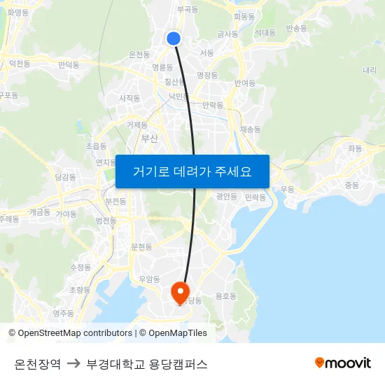 온천장역 to 부경대학교 용당캠퍼스 map