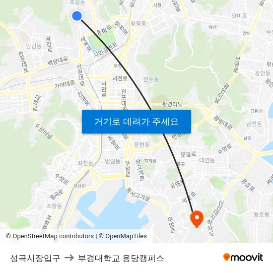 성곡시장입구 to 부경대학교 용당캠퍼스 map