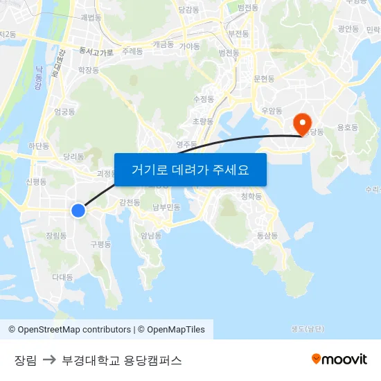 장림 to 부경대학교 용당캠퍼스 map