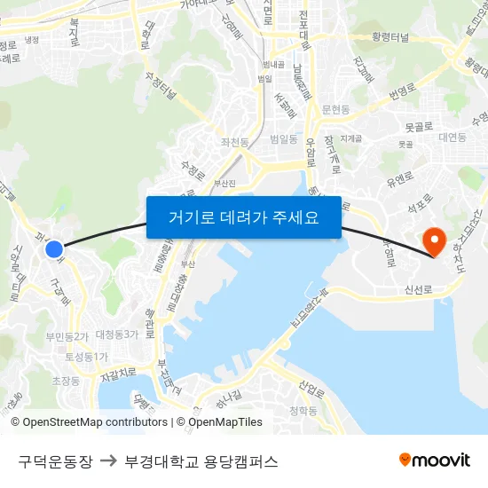 구덕운동장 to 부경대학교 용당캠퍼스 map