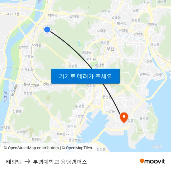태양탕 to 부경대학교 용당캠퍼스 map