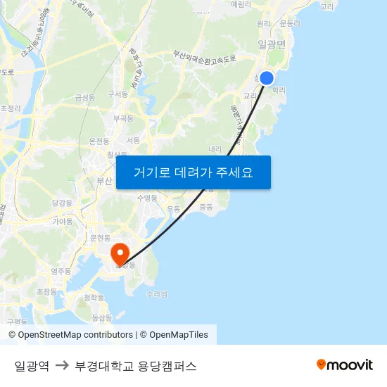 일광역 to 부경대학교 용당캠퍼스 map