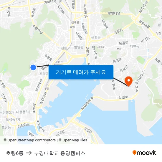 초량6동 to 부경대학교 용당캠퍼스 map