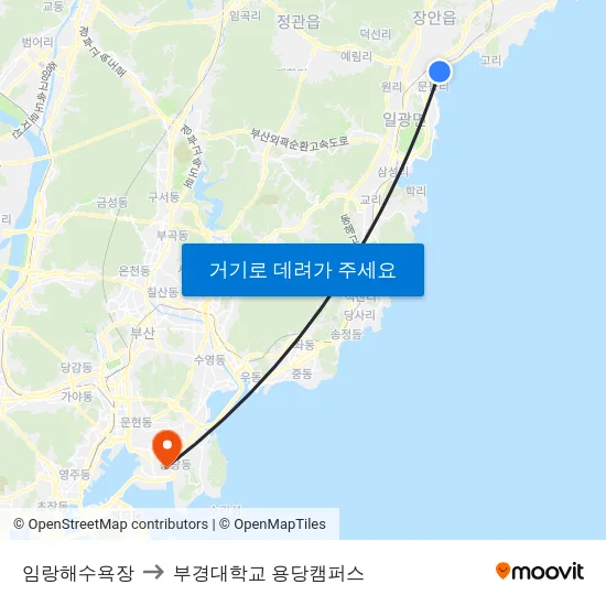 임랑해수욕장 to 부경대학교 용당캠퍼스 map