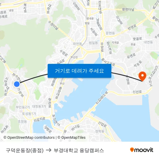 구덕운동장(종점) to 부경대학교 용당캠퍼스 map