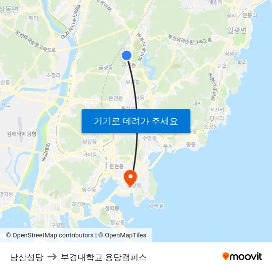 남산성당 to 부경대학교 용당캠퍼스 map
