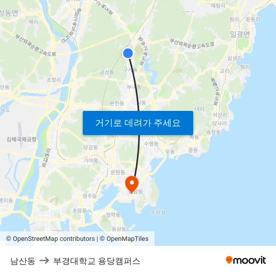 남산동 to 부경대학교 용당캠퍼스 map