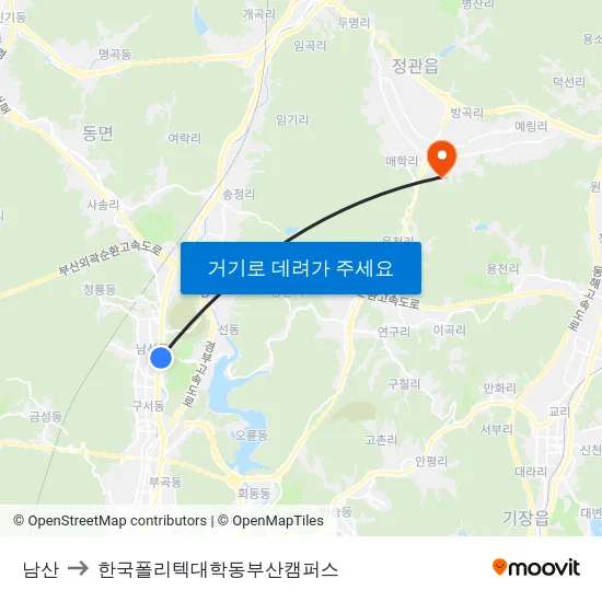 남산 to 한국폴리텍대학동부산캠퍼스 map