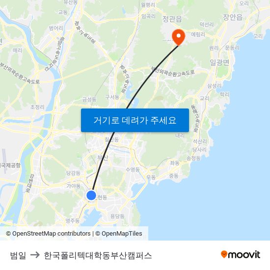 범일 to 한국폴리텍대학동부산캠퍼스 map