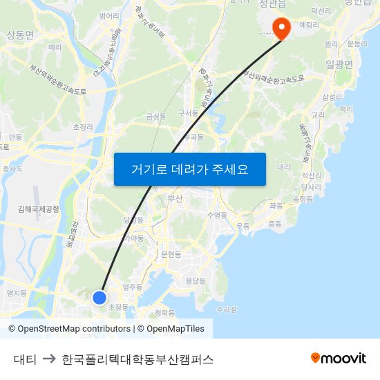 대티 to 한국폴리텍대학동부산캠퍼스 map