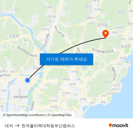 대저 to 한국폴리텍대학동부산캠퍼스 map