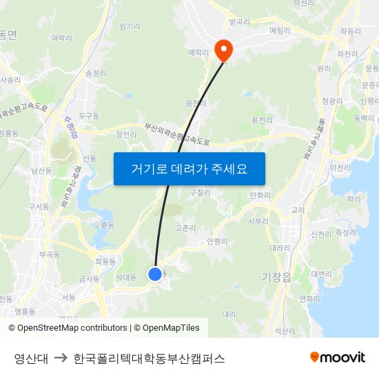 영산대 to 한국폴리텍대학동부산캠퍼스 map