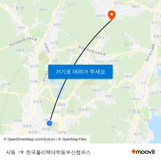 서동 to 한국폴리텍대학동부산캠퍼스 map