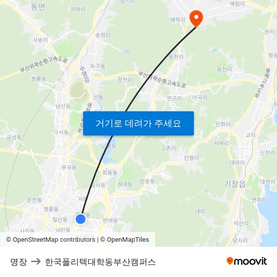 명장 to 한국폴리텍대학동부산캠퍼스 map