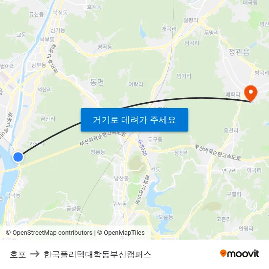 호포 to 한국폴리텍대학동부산캠퍼스 map