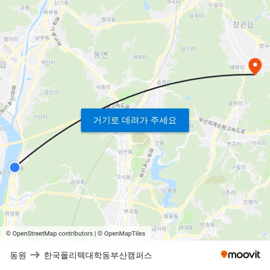 동원 to 한국폴리텍대학동부산캠퍼스 map