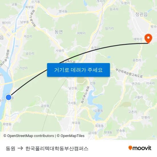 동원 to 한국폴리텍대학동부산캠퍼스 map