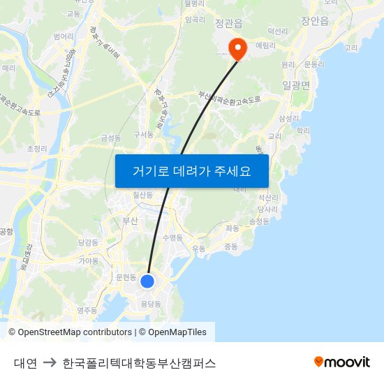 대연 to 한국폴리텍대학동부산캠퍼스 map