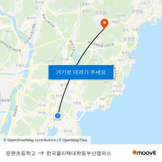 문현초등학교 to 한국폴리텍대학동부산캠퍼스 map